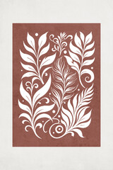 Fashionable illustration in vintage style. Pattern to print for wall decorations. Abstract botanical shapes. Generated by Ai	

