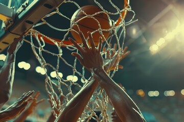 competition cencept with people who playing basketball in school gym