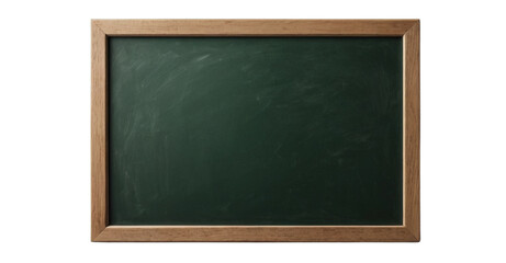 empty green chalkboard with wooden frame. blank blackboard png isolated on transparent background
