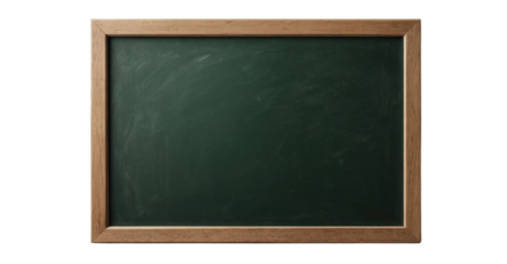 empty green chalkboard with wooden frame. blank blackboard png isolated on transparent background