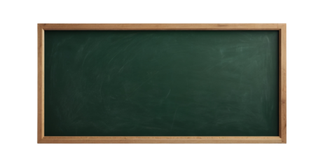 empty green chalkboard with wooden frame. blank blackboard png isolated on transparent background