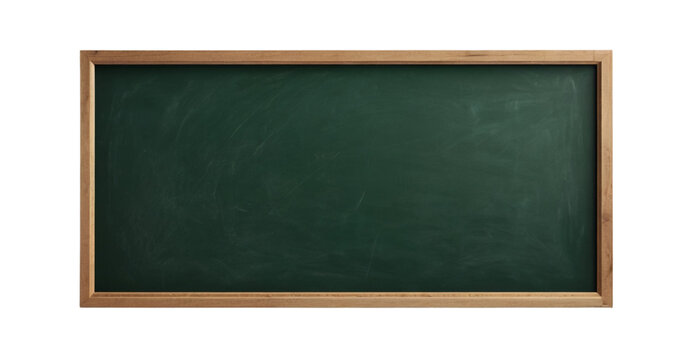 empty green chalkboard with wooden frame. blank blackboard png isolated on transparent background