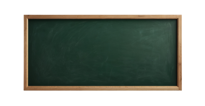 empty green chalkboard with wooden frame. blank blackboard png isolated on transparent background