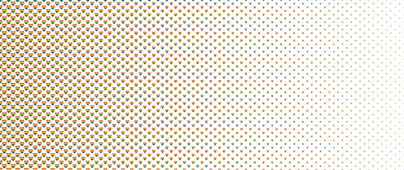 Blended  doodle pride heart on white for pattern and background, halftone effect, PRIDE month  background