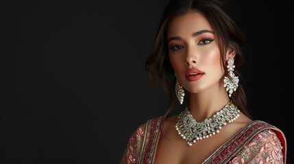 Ethnic Indian Woman with Radiant Skin, AI generative