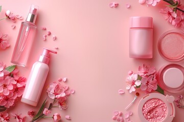 Pink background for cosmetic products