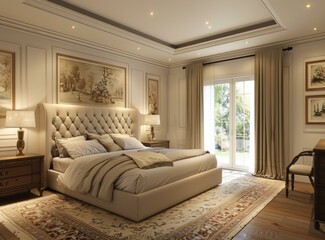 Luxury European-Style Home Bedroom 3D Renderings