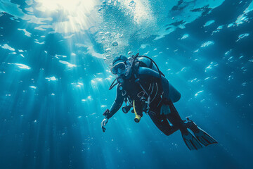 scuba diver underwater in the oceans