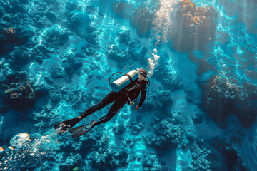 scuba diver underwater in the oceans