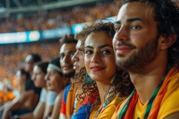 Excited sports fans in the stands