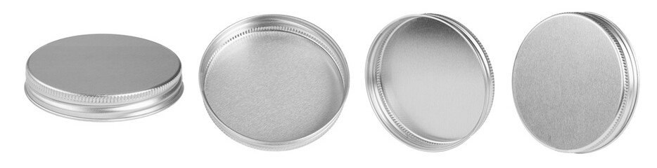 Сollection metals lids of jar isolated on white background.