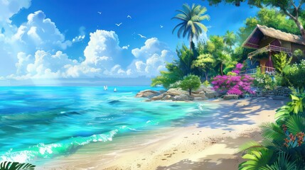 tropical holiday's wallpaper with nice beach and sunshine
