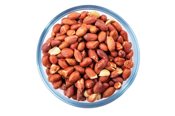 Unshelled peanuts in a bowl isolated on the white background. File contains clipping path.