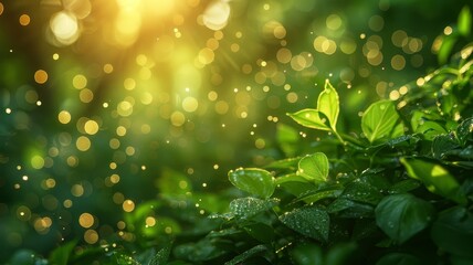 Obraz premium Sun Shining Through Leaves of Bush