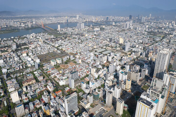 Aerial view of Da Nang on sunny day. Vietnam.