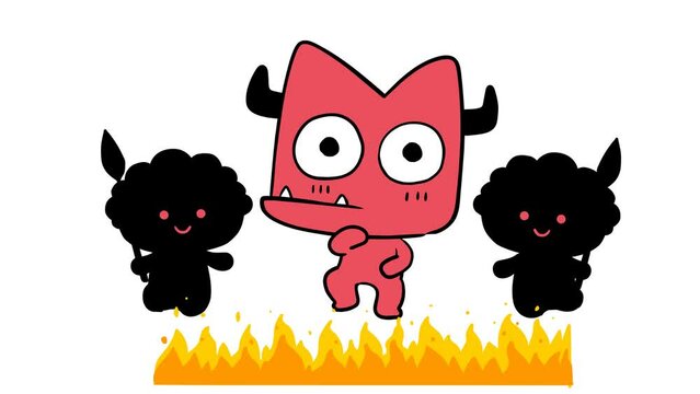 Animated Yama Dancing in Hell with White Background