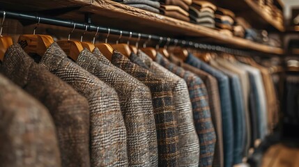 Obraz premium Close-Up of Suit Jackets in Men's Fashion Boutique