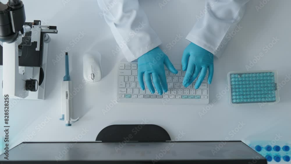 Aufkleber entering data into a computer online. internet site and pharmaceutical information database of medic