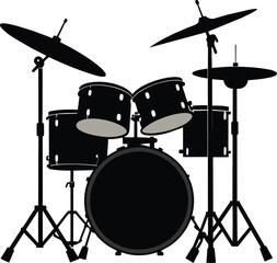 Drum kit Silhouette Vector illustration.
