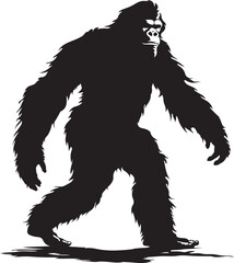 Bigfoot silhouette on transparent background