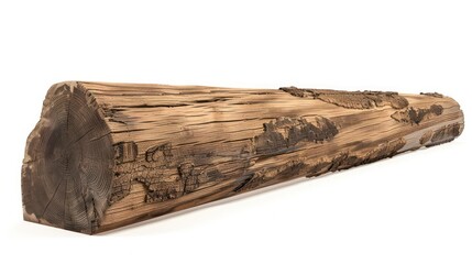 wooden log isolated on a white background 