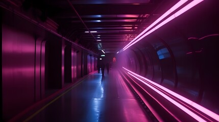 Neon Subway Tunnel