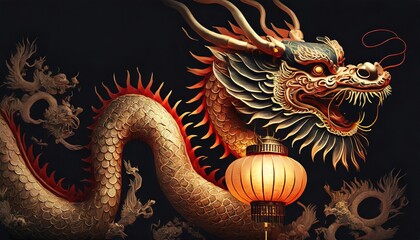 Obraz premium chinese dragon statue in temple