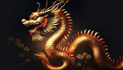 Obraz premium chinese dragon statue in temple