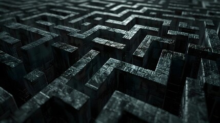 a dark, labyrinthine maze representing the intricate and strategic plans of a mastermind. Each twist and turn symbolizes a calculated move, with the mastermind always several steps ahead of their adve
