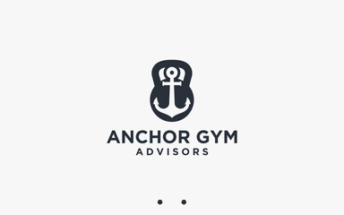 fitness anchor logo design vector silhouette illustration