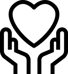 Obraz premium 手とハートのアイコン