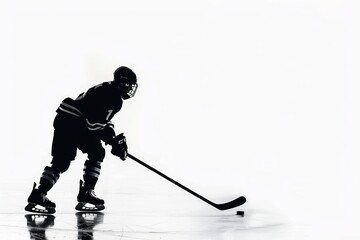 Obraz premium silhouette of a ice hockey player with hockey stick