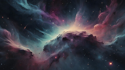 Deep Space Nebula: Abstract Starry Cosmos in the Black Universe