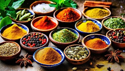 Fototapeta premium spices in a bowls