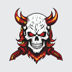 demon skull Hand Drawn retro Motorcycle Club
