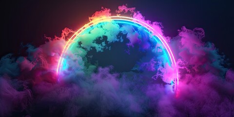 Electric Rainbow Arc Above Luminous Clouds