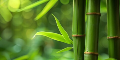 Obraz premium Close-Up of Bamboo Stalks. Generative ai