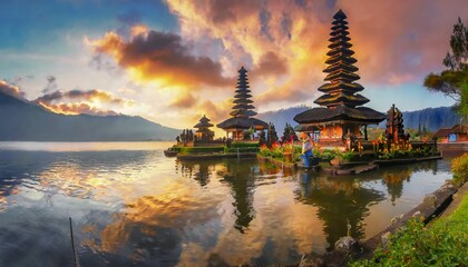 sunset over the lake