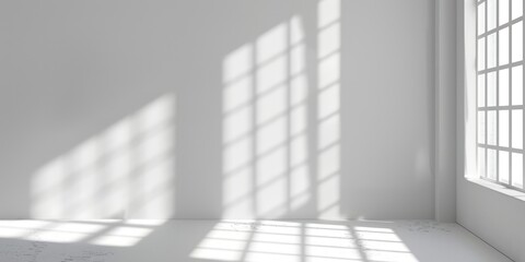 Fototapeta premium shadow window on full plain white 