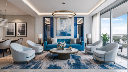Contemporary Luxury Living Room with Stylish Furniture and Bright Interior Design
