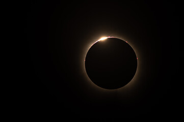 Total solar eclipse in the sky with full coverage of the sun