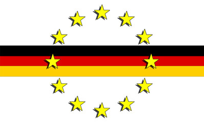 news German flag in long with the stars of the European Union. among the first nations to join the European community, driving force and engine of the nation. excels in culture, industries and sport. 