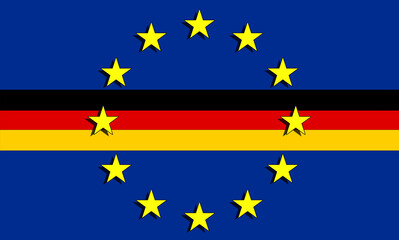 news German flag in long with the stars of the European Union. among the first nations to join the European community, driving force and engine of the nation. excels in culture, industries and sport. 