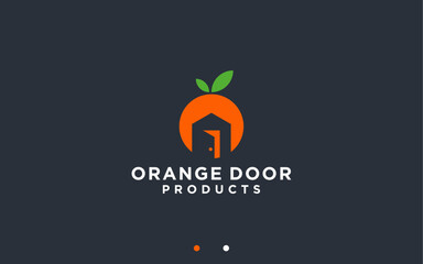 door with citrus logo design vector silhouette illustration