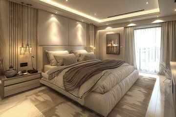 Luxury Villa Master Bedroom: Modern Minimalist Design