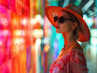A stylish woman shopping in a highend store selective focus, fashion, vibrant, Composite, boutique backdrop