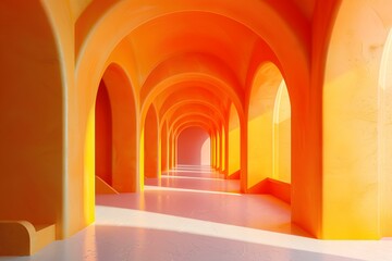 Orange Arched Hallway