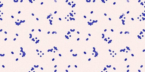 Faded electric blue glitch geo washed effect seamless border. Indigo dye grungy blotched distress abstract ribbon texture repeat. 