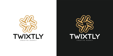 Elegant Rotating T Monogram Logo - Unique Circular Design Featuring 4 Interconnected T Letters in a Symmetrical Round Formation