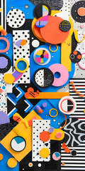 Fundo abstrato digital com formas geomtricas e cores vibrantes